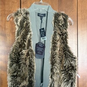Silver Jeans Faux Fur Vest in Brown and Gray